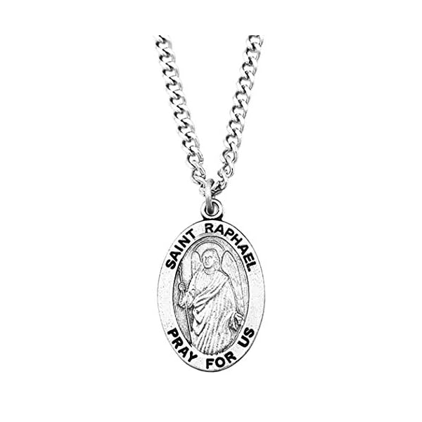 Rosemarie-Collections-Religious-Saint-Medal-Pendant-Necklace-24 Rosemarie Collections Religious Saint Medal Pendant Necklace (St Raphael)