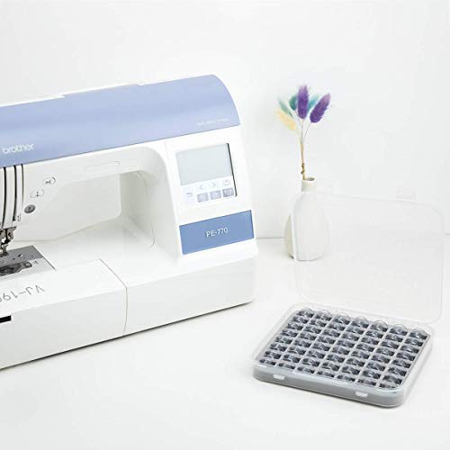 Sew Tech 56pcs SA156 Bobbins with Case for Brother Sewing Machine XM2701 CS6000i CS7000i GX37 XR3774 CS5055PRW XR9550 HC1850 SE600 Embroidery Machines etc, Class 15 Bobbin in Large Storage Holder Box
