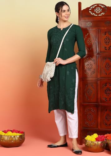 Image of Women Pink Ethnic motifs Embroidered Lucknowi Chikankari Long Kurti