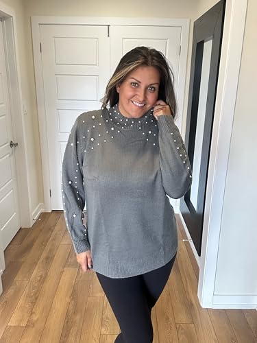 Image of RITERA Womens Plus Size Sweaters Pearl Long Sleeve Casual Pullover Warm Jumper Knit Tops XL-5XL