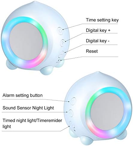 Homealexa Kids Alarm Clock, Wake Up Light Digital Clock Nap Timer Snooze Funtion Digital Simulator Alarm Clock Bedside for Girls Boys Bedroom Alarm Clock with LED Night Light Lamp (Blue)