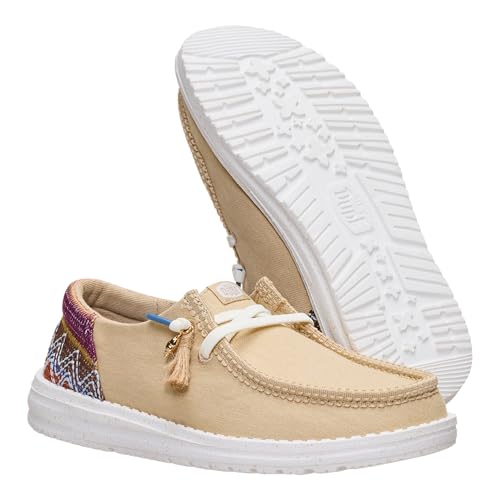 HEYDUDE Women’s Wendy Funk Beach Woven Slip On Shoe, Irish Cream/Multi Size 10 | Lightweight Slip On Style with Elastic Laces and Tassel Detail - image 7
