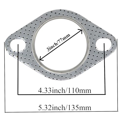 Image of YSIL 2PCS Exhaust Flange Gaskets 3 inch 2-Bolt Exhaust Manifold Gasket Replacement Car Exhaust Gasket Car Accessories OEM#120-06310-0002