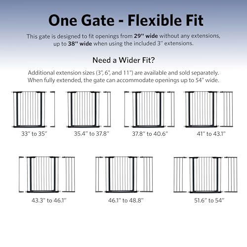 Midwest Homes 39-Inch Steel Walk-Thru Dog Gate, Expands to 38" | Pressure Mounted, Expands 29.5"- 38" Wide, Auto-Close Door, Spring-Loaded Latch, Includes Two 3" Extensions - Image 4