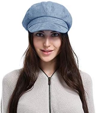La Vogue Newsboy Cabbie Beret Cap for Women Beret Visor Bill Hat (Blue 1)