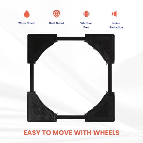 Image of SoraChi Washing Machine Stand w /Wheels & Vibration Control-Elevates Appliance for Water Protection & Rust Prevention-Durable Plastic-Iron Construction for Front & Top Load Washers (Black Lock)