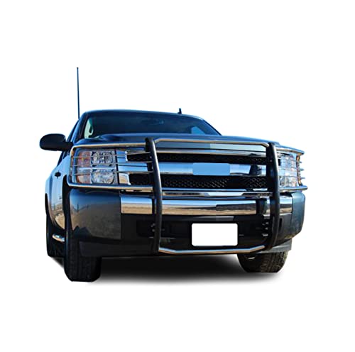 Image of Black Horse Grille brush Bumper Guard Modular Stainless Steel Compatible with 2007-2013 Chevrolet Silverado 1500-17A035700A2MSS