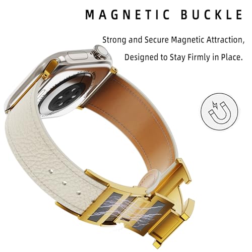 Rugged Durable Apple Watch Ultra Leather Band with Magnetic Buckle