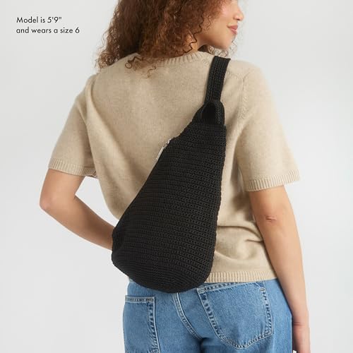 Image of The Sak Geo Sling Backpack in Crochet, Single Sling Shoulder Strap, Bamboo