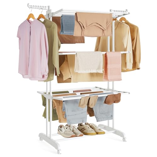 SONGMICS 󕨊  Op e ܂肽ݎ X^h 73~128cm 173cm LX^[t hK gݗĊȒP ω׏d30kg ݌v Ƒp x_/rO/oRj[Ή zCg LLR701W