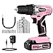 AVID POWER Cordless Drill Set, 20V MAX Electric Battery Power Drill/Driver Kit with Battery and Charger, 3/8-Inch Keyless Chuck, Variable Speed, 16 Position and 22pcs Drill Bits (Pink)