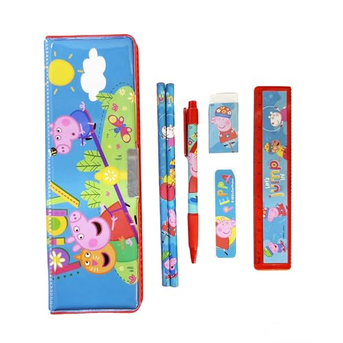 Image of Peppa Pig 7 pcs Stationery SetSchool Supplies Kit Multicolor Return Gift for Kids Age 3 Years +