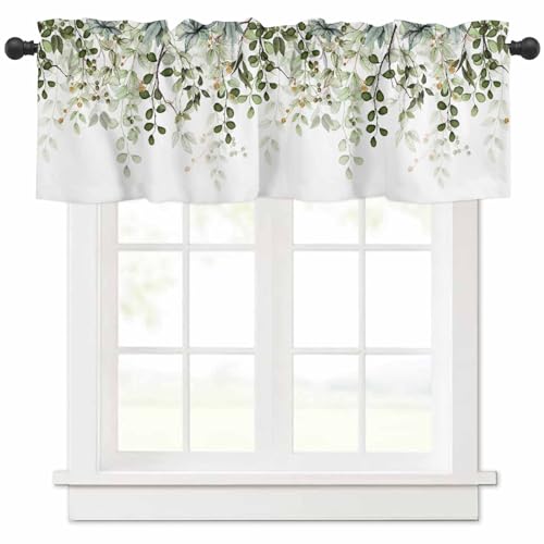 Sage Green Eucalyptus Leaves Valance for Windows...