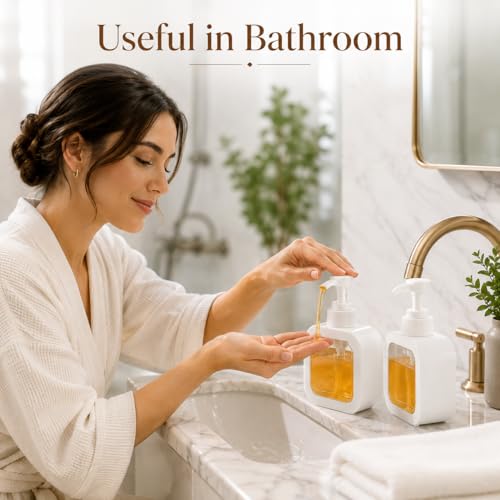 Image of Soap Dispenser for Wash Basin - Handwash Dispenser Bottle for Bathroom Sink - Liquid Soap Hand Wash Pump Bottle Plastic Container for Home, Bathroom(White,Pack of 2)