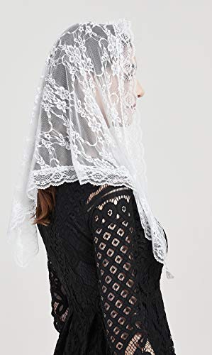 FANFAN Church Veil Cathdral Veils Lace Mantilla chapel Veil Y021 (white)