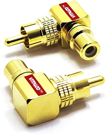 RCA 90 Degree Angled Adapter Vitalco Gold-Plated Phono Right Angle 90° Male to Female Connector 2 Pieces set