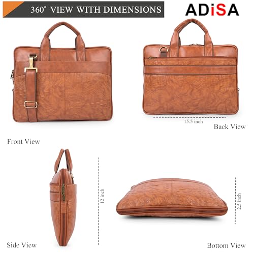 Image of ADISA Laptop Messenger Office Bag Briefcase for Work for Men (LB6056-TAN)