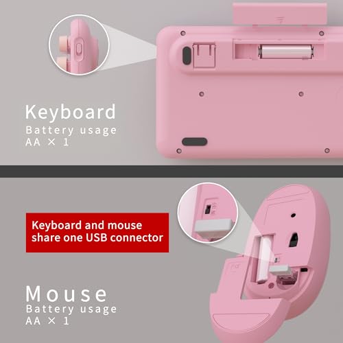 Image of UBOTIE Colorful Wireless Keyboard and Mouse Combo (Pink-Colorful)