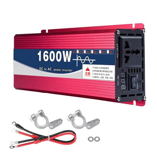 Inversor de Onda Sinusoidal Pura 800W CC, 72V/60V/48V/24V/12V, Convertidor Energía Solar Baja Frecuencia de 1600W, Entrada de CC, Salida de CA de 120V/220V para Camiones y Hogares(Size:12V to 220V)