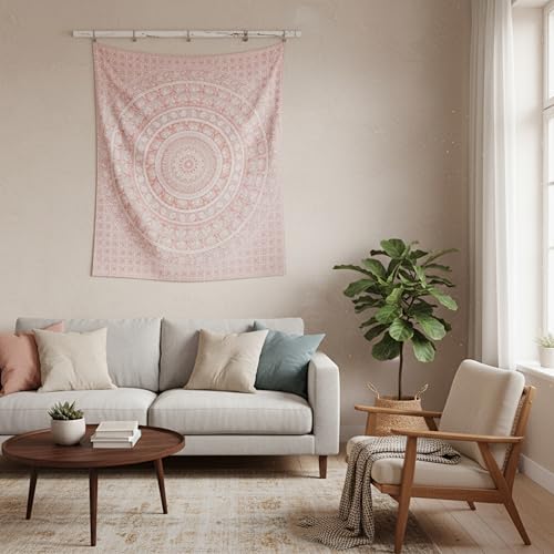 Image of Craft Trade 30x40 Inches Psychedelic Pink Cotton Mandala Ombre Wall Hanging Tapestry