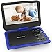 COOAU 12.5" Portable DVD Player, High-Brightness Swivel Screen, Supports All Region, AV-in/AV-out/SD/USB/CD/DVD, 5-Hours Rechargeable Battery, Remote Controller, Blue
