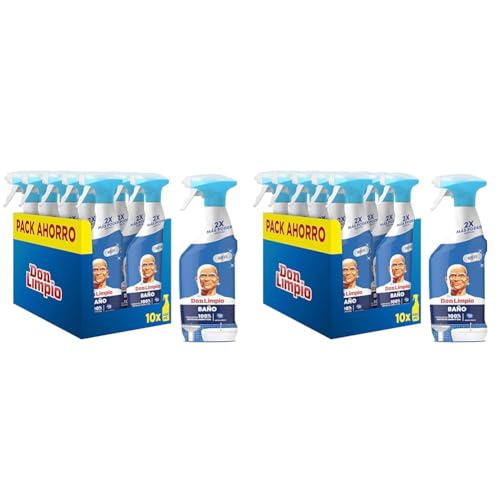 Don Limpio Baño Limpiador en Spray 10 x 450ml, Producto de limpieza para Baño Con Poder Antical, Elimina el 100% de los Restos de Jabon (Paquete de 2)