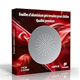 100 Feuilles d'aluminium pré trouée pour chicha, aluminium pré découpées 14cm diamètre, 0.02mm d'épaisseur