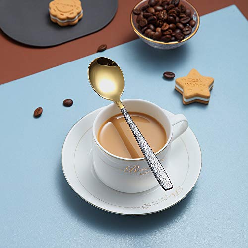 20 Pieces Silverware Set Shiny Gold Head Coating With Black Mars Handle, Stainless Steel Titanium Plating Knives Spoons Forks Flatware Set Utensils Set Cutlery Set Service For 4