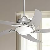 52' Capri Modern Contemporary Indoor Ceiling Fan with Light LED Remote Control Brushed Nickel Silver Blades White Opal Glass for House Bedroom Living Room Home Kitchen Dining Office - Casa Vieja