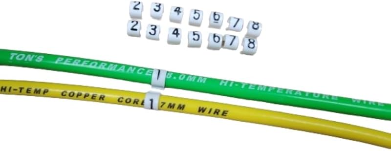 Marcadores para Cabos de Vela Ton's Performance TONS-CWM 7–9 mm Brancos com Números Pretos – 2 conjuntos