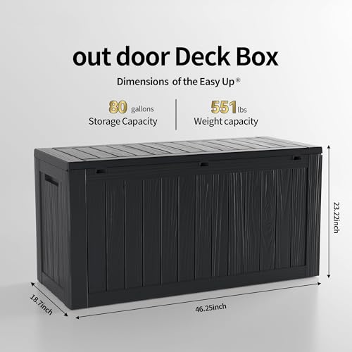image for TARKARI 80 Gallon Lockable Resin Deck Box, Waterproof & UV-Resistant O