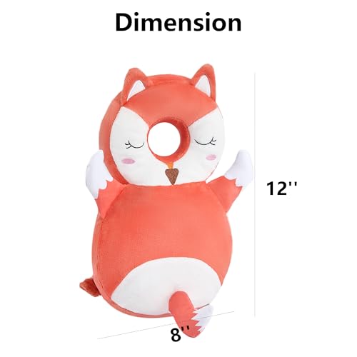Image of Baby Head Back Protector Backpack Toddler Safety Protector Cushion Pad Soft, Adjustable and Lightweight Design for Safe Walking and Crawling Toddlers Girls and Boys(Fox)
