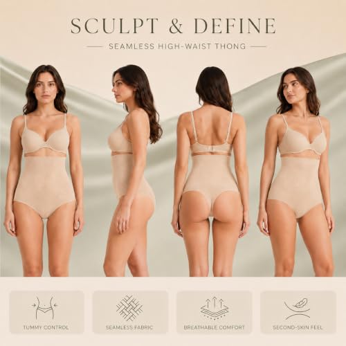 Image of DREAM SLIM Women's High-Waist Seamless Body Shaper Briefs Firm Control Tummy Thong Shapewear Panties Girdle Underwear