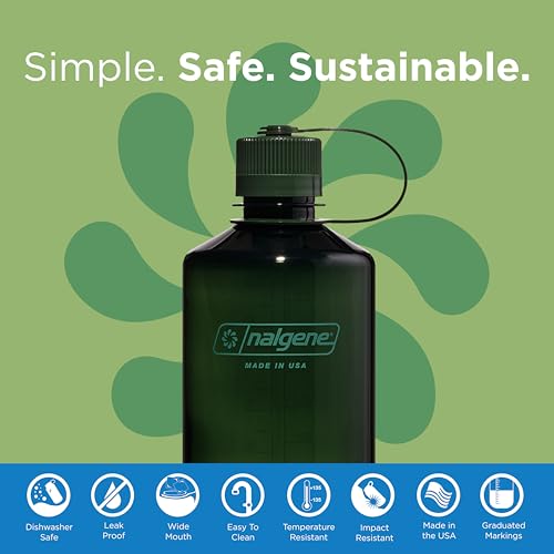Nalgene Sustain Tritan BPA-freie Wasserflasche aus 50% Plastikabfällen, 900 ml, schmale Öffnung, Jade