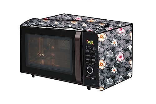 Image of The Furnishing Tree PVC Waterproof Microwave Oven Cover compatible for Morphy Richards 23 L Convection 23MCG Floral Pattern Multi Grey