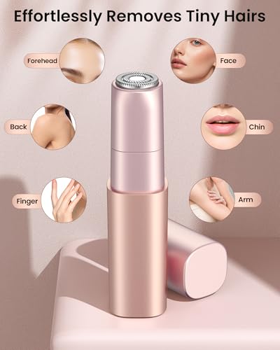 Gesichtshaarentferner für Frauen mit 1 Ersatzkopf: Aufladbarer Mini Rasierer für Damen, iFanzeTech Gesichtsrasierer Frauen für Schnelle und Sanfte Rasur,Oberlippe,Kinn und Wangen, für Unterwegs 4