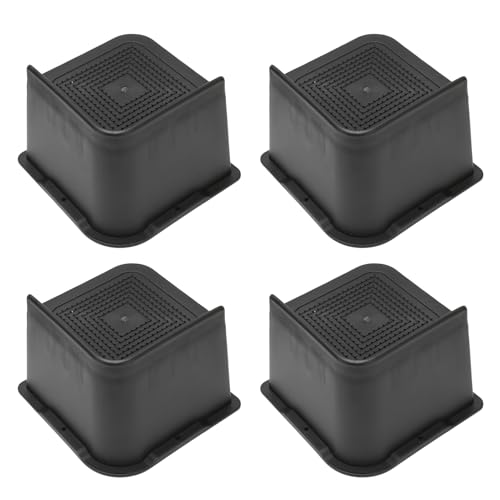 Rehausseurs de lit ABS antidérapants en forme de L noirs 7,6 cm lot de 4