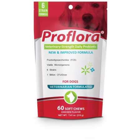 Proflora Probiotic Soft Chews For Dogs - Veterinary-Strength Daily Probiotic - Digestion Health - Boost Immune System - Skin And Coat Health - 60 Ct.