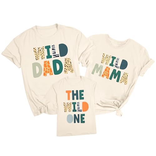 Family Trips Matching Shirts : Wild One Print Tee Safari Animal Theme Parent-Child Outfit
