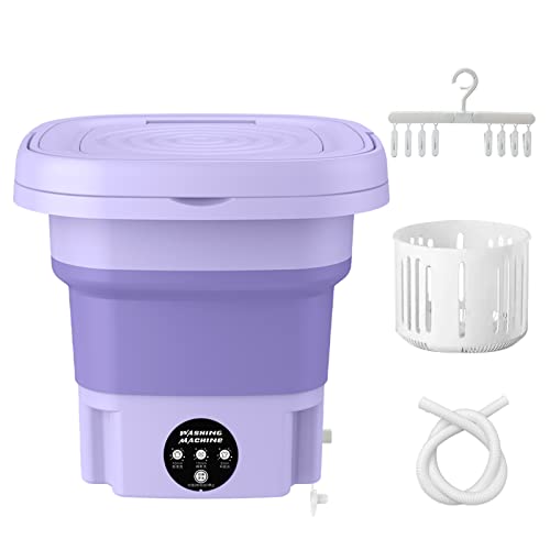 Portable Washing Machine,8L Foldable Mini Washing Machine,FOVXYVO Portable Washer for Underwear,Socks,Baby Clothes,Towels,Pet Items,Apartment,Hotel,RV,Home,Dormitory,Camping,Sickroom,Purple