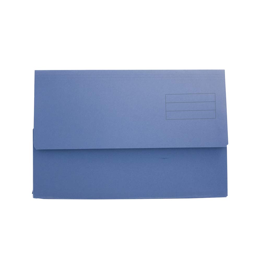 Exacompta Document Wallet Manilla Foolscap Half Flap 250gsm Blue Pack