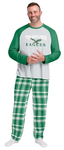 FOCO Philadelphia Eagles Men's Retro Throwback Pajama Shirt and Pants Lounge Set