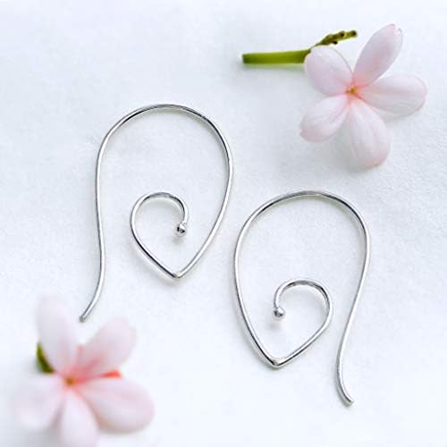 Boma Jewelry Sterling Silver Teardrop Pointed Spiral Pull Through Wire Hoop Earrings - Image 3