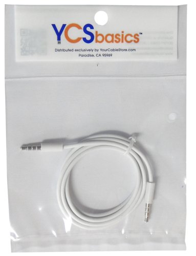 Ycs Basics White 3 Foot 3.5Mm Male To Male 4 Conductor Aux/Headphone Cable #TOP2