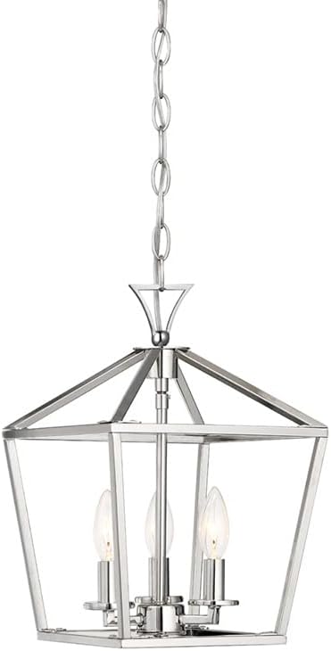 Savoy Essentials 3-420-3-322 Townsend Open Frame Pendant Lantern Ceiling Light, 3-Light 180 Total Watts, 15" H x 10" W, Warm Brass