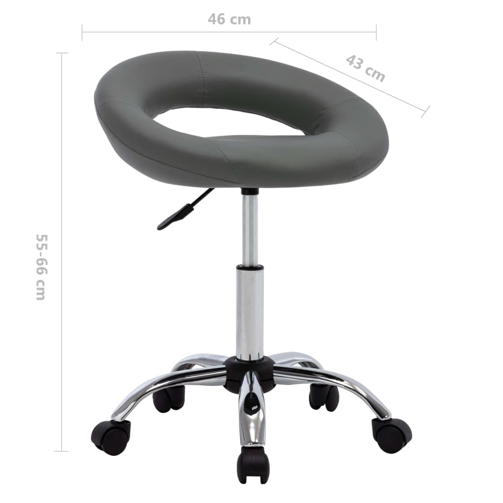 Taboret roboczy ze sztucznej skóry szary z kół