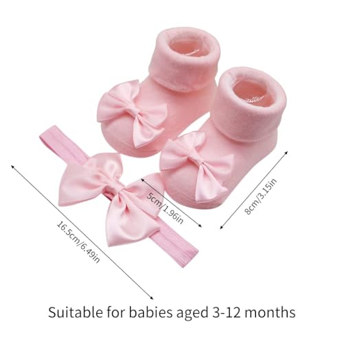 4-Pack Baby Girl Headbands & Socks Set – Newborn Photography Props (3-12 Months)2