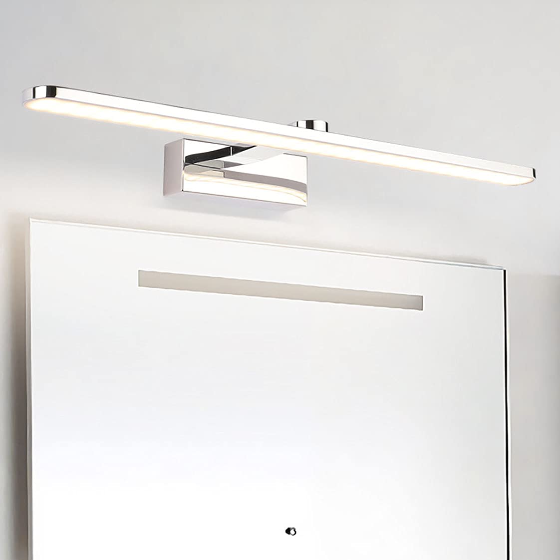 Lampe miroir salle bain, lumière miroir LED IP44 blanc chaud 3000K 230V lampe d'armoire miroir acier inoxydable installation facile lampe murale miroir LED pour intérieur