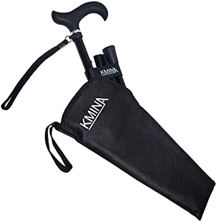 KMINA PRO - Folding Walking Sticks for Men, Walking Sticks for Women Disabled, Folding Walking Sticks for Ladies, Foldable Walking Stick Adjustable, Black Walking Canes for Men Aluminium