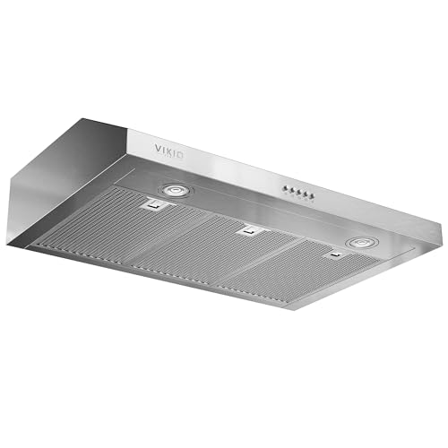 VIKIO HOME Under Cabinet Range Hood, 1200 CFM Dual-Motor Kitchen Vent for Kitchen with Ducted Vent Hood, Reusable 5-Layer Aluminum Filters, LED Lights, Stainless steel original color, 30 Inch